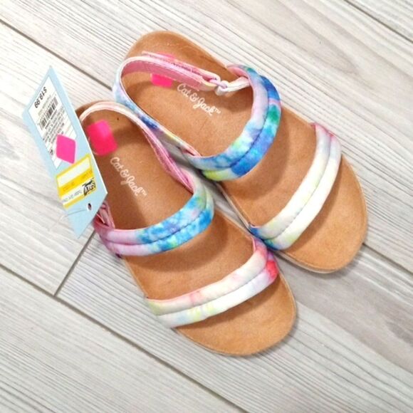 (54-3310) 🔥3/$20🔥 Cat & Jack Chaya Multicolor Sandals Sz 6 - Picture 1 of 9